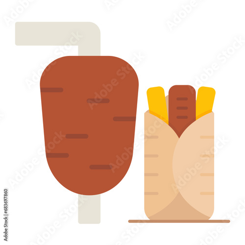 Doner Kebab Flat Multicolor Icon