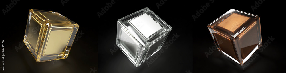 3D-Cube-Glass-Gold-Silver-copper 3D-Cube-Glass-Gold-Silver-copper