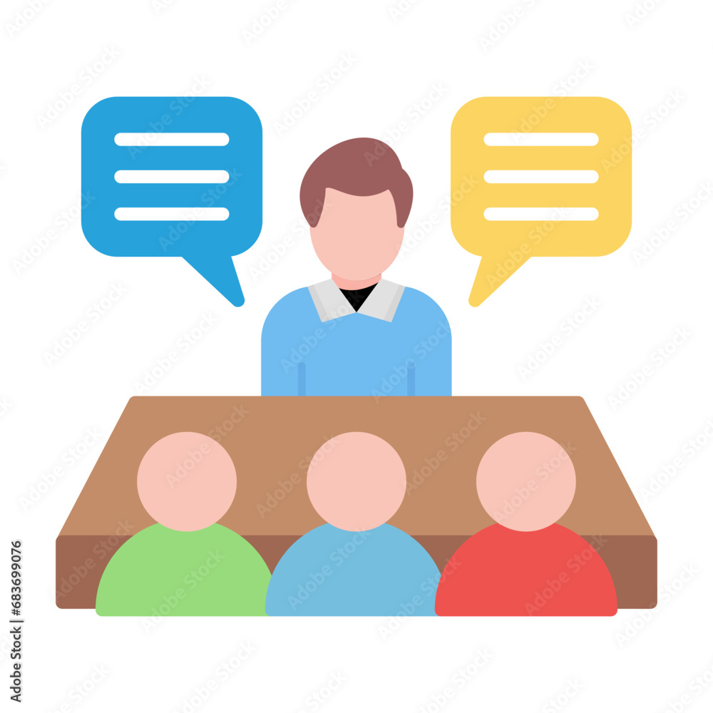 Group Interview Flat Multicolor Icon