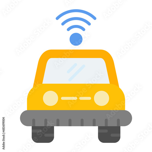Self Driving Vehicle Flat Multicolor Icon