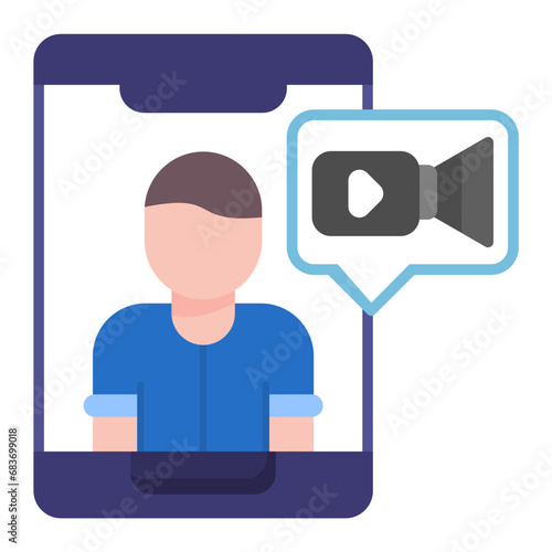 Video Chat Flat Multicolor Icon
