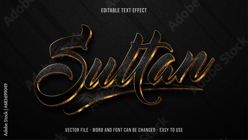Editable text effect golden black, luxury text style