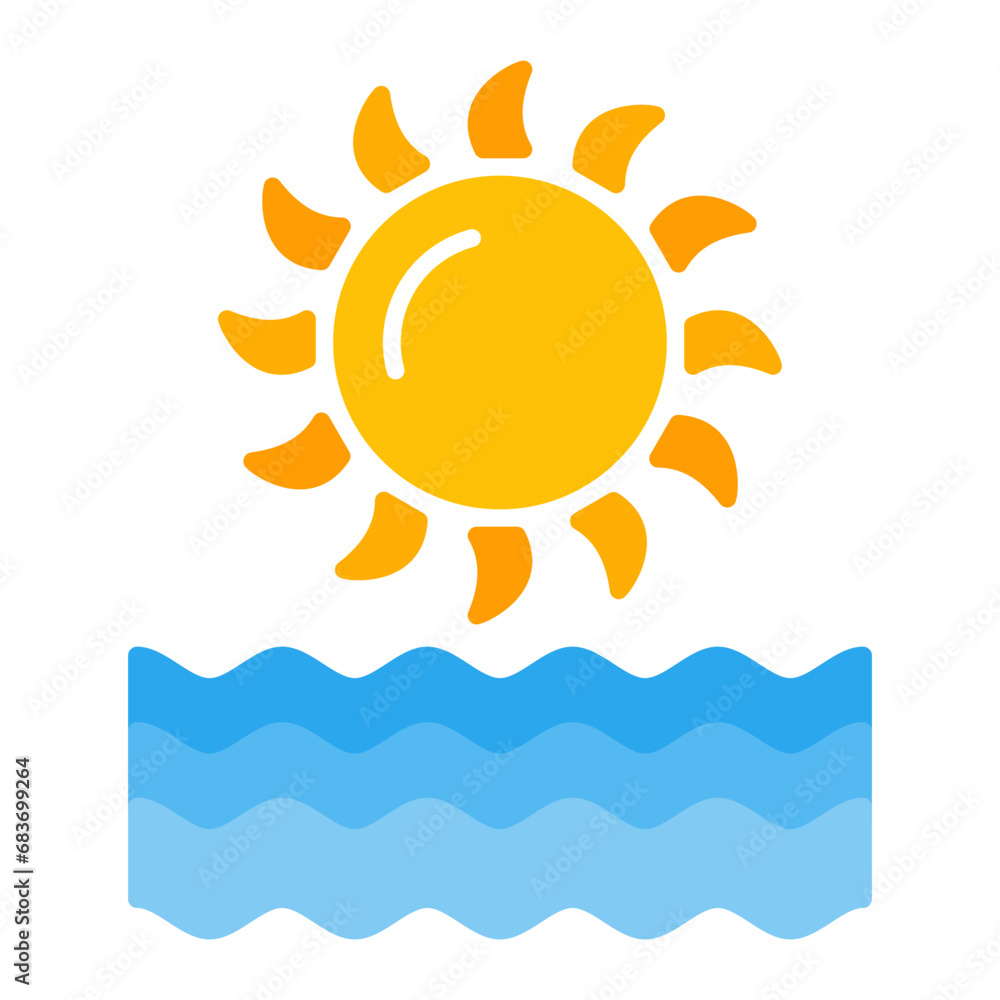 Sunset View Flat Multicolor Icon Sunset View Flat Multicolor Icon
