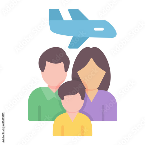 Family Tour Flat Multicolor Icon