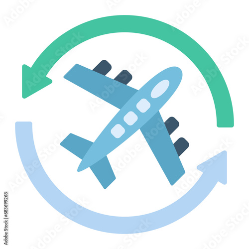 Round Trip Flat Multicolor Icon