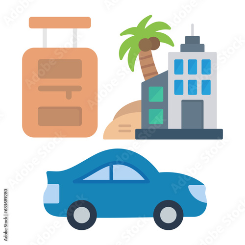 Tour Package Flat Multicolor Icon