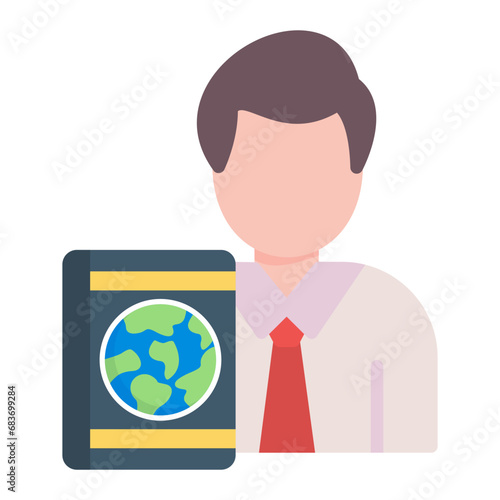 Travel Agent Male Flat Multicolor Icon