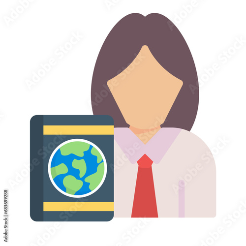 Travel Agent Female Flat Multicolor Icon