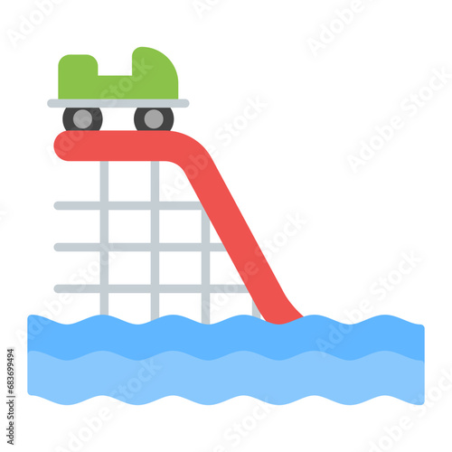 Water Coaster Flat Multicolor Icon