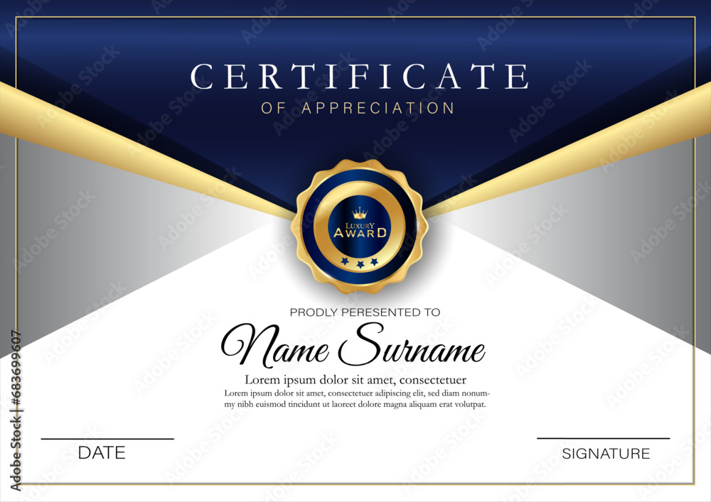 Fototapeta premium A certificate template with vector clean style, modern certificate card template editable 