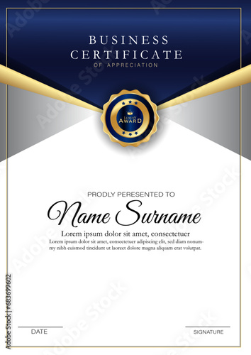 A certificate template  with vector clean style, modern certificate card template editable
   