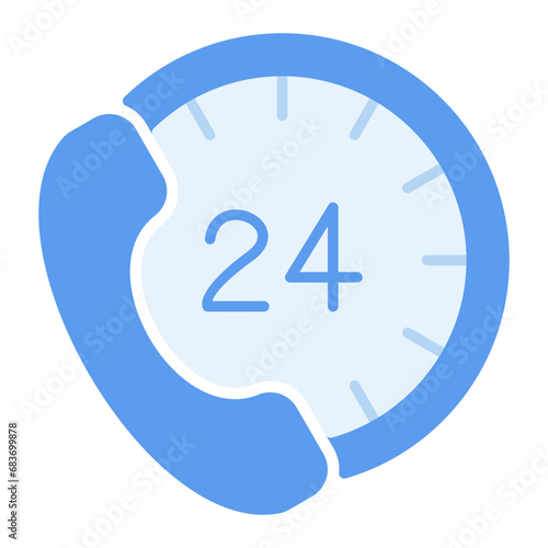 24H Support Flat Multicolor Icon