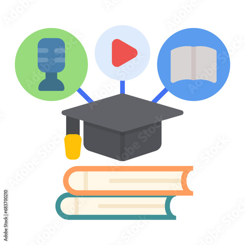 Blended Learning Flat Multicolor Icon
