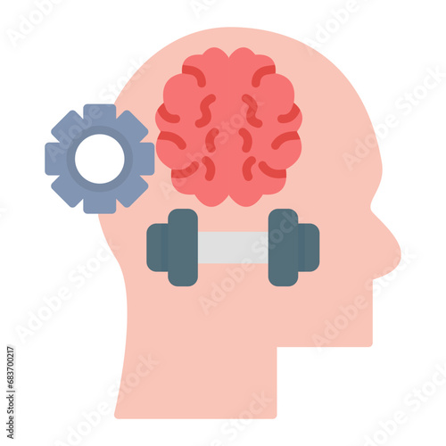 Brain Training Flat Multicolor Icon