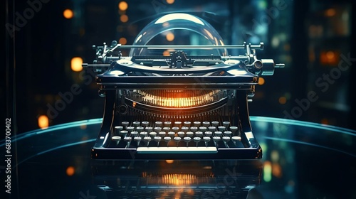 a typewriter with a light on top photo