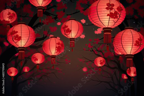 Chinese lanterns. Japanese asian new year red lamps festival Chinese New Year Lanterns photo