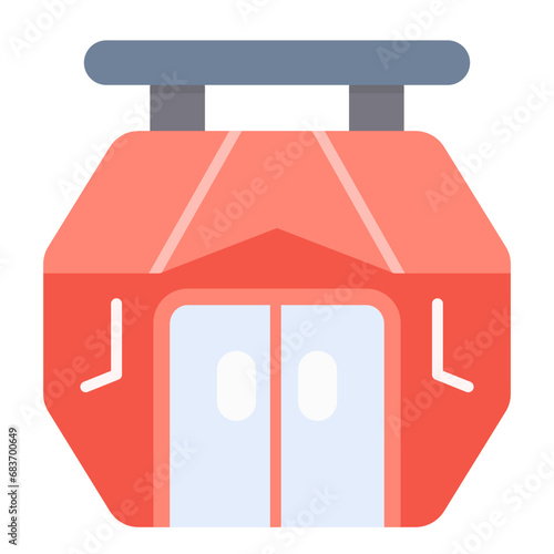 Cable Car Cabin Flat Multicolor Icon