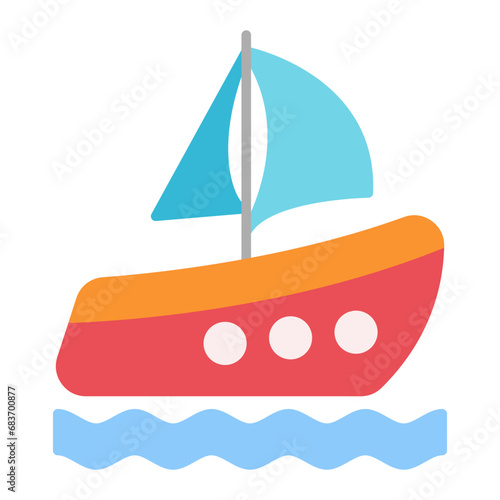 Sailing Boat Flat Multicolor Icon