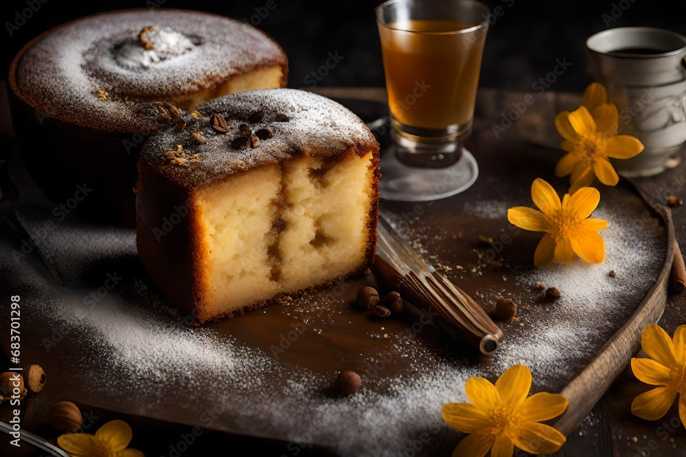 Fototapeta premium Bourbon Cake, a sophisticated dessert with a hint of bourbon's warmth. 