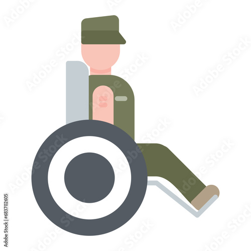 Veteran In Wheelchair Flat Multicolor Icon