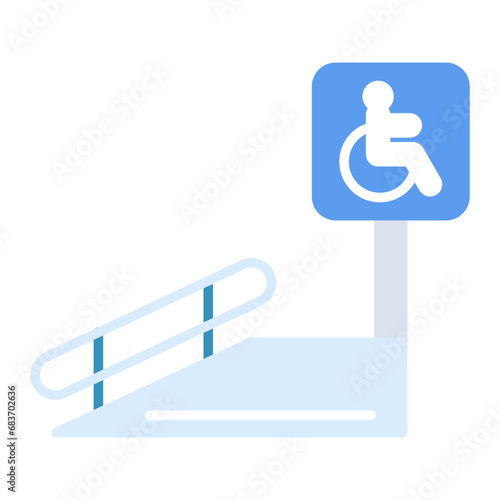 Wheelchair Ramp Flat Multicolor Icon