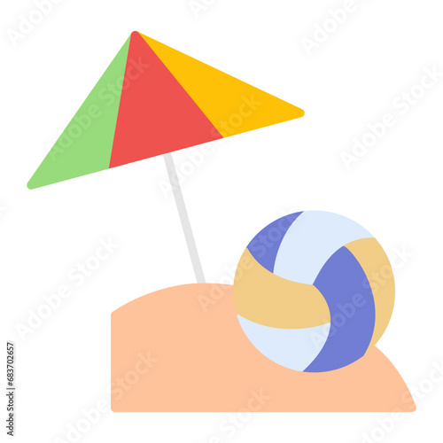 Beach Volleyball Flat Multicolor Icon