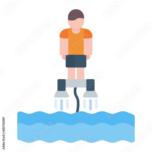 Flyboarding Flat Multicolor Icon