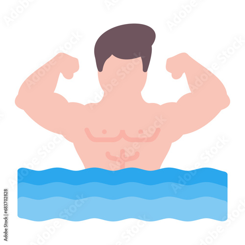 Water Aerobics Flat Multicolor Icon