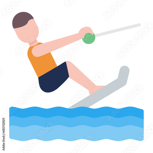 Wakeboarding Flat Multicolor Icon
