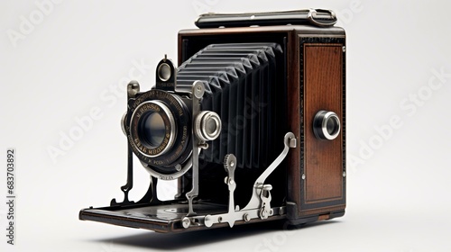 a vintage camera on a stand