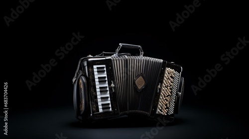 Photography of a solitary vintage accordion
