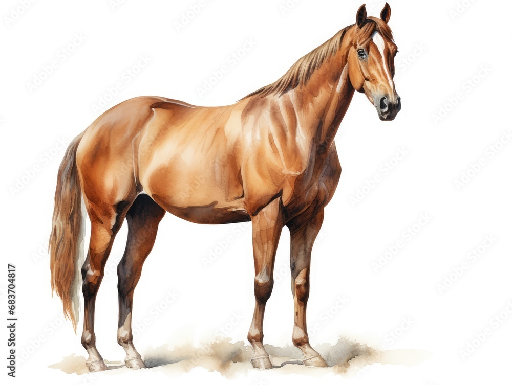 Italian Trotter Horse Watercolor Illustration