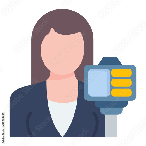 Female Vlogger Flat Multicolor Icon