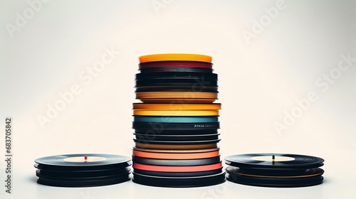 a stack of vinyl records