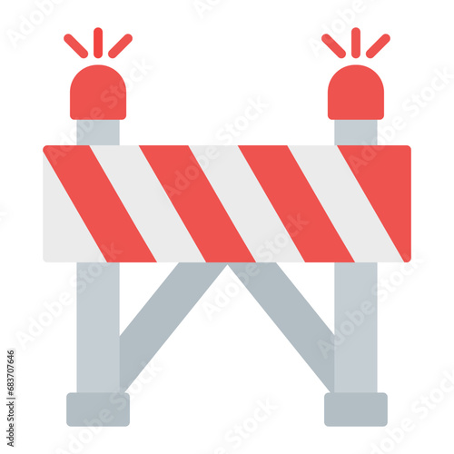 Road Barrier Flat Multicolor Icon