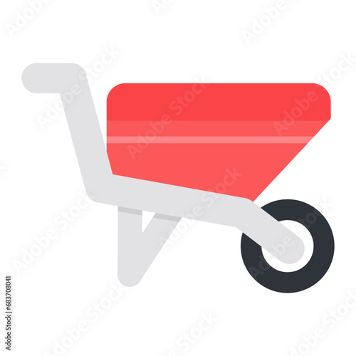 Wheelbarrow Flat Multicolor Icon