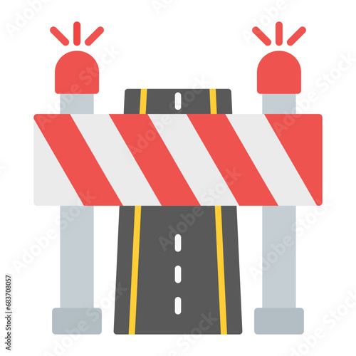 Road Block Flat Multicolor Icon