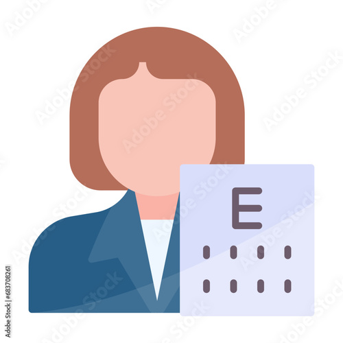 Optometrist Female Flat Multicolor Icon