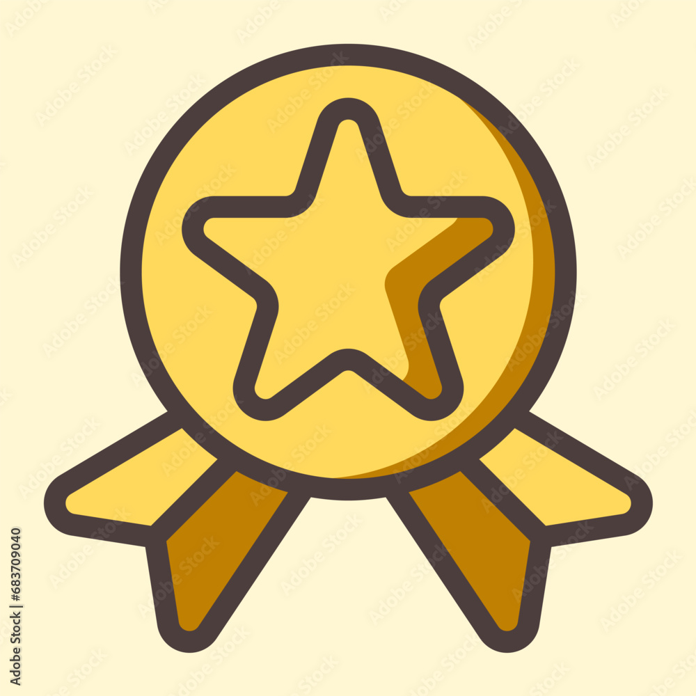 star badge medal award icon or logo illustration filled outline color style. star badge medal award icon or logo illustration filled outline color style.