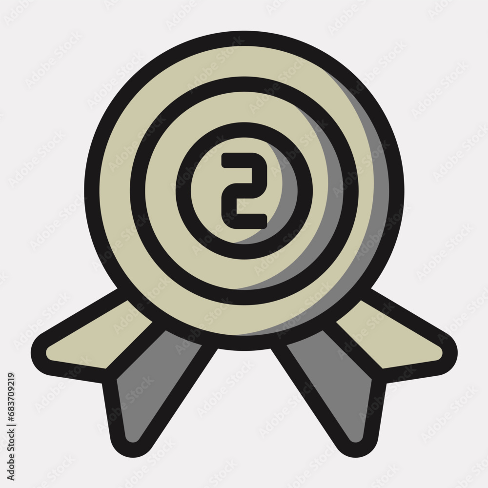 Medallion badge award icon or logo illustration filled outline color style. Medallion badge award icon or logo illustration filled outline color style.