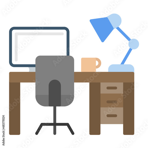 Work Table Flat Multicolor Icon