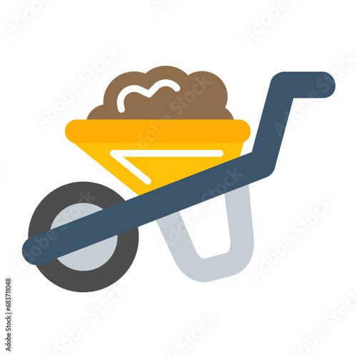 Wheelbarrow Flat Multicolor Icon
