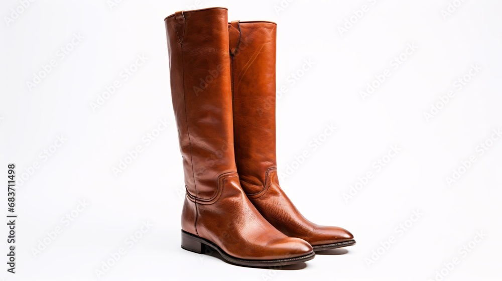 a brown boot with a white background