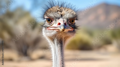 common ostrich (Struthio camelus), simply ostrich species of large flightless bird. generative ai