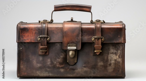 a brown suitcase with a handle