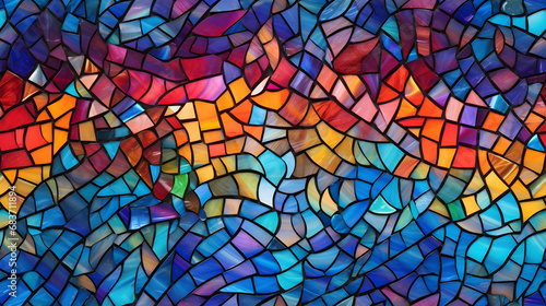 Seamless colorful mosaic tile texture with intricate glass pieces