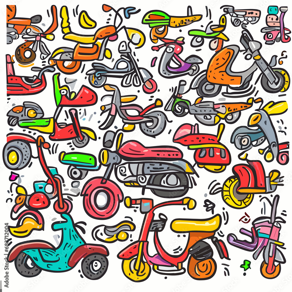 Children's Artistic Journey through a Spectrum of Motorcycle Styles
