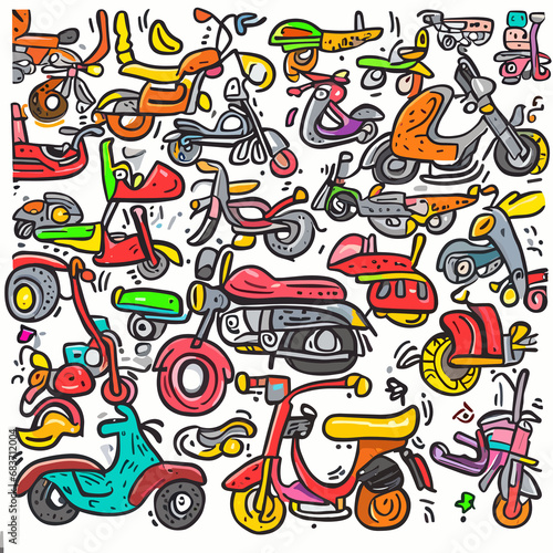 Children s Artistic Journey through a Spectrum of Motorcycle Styles