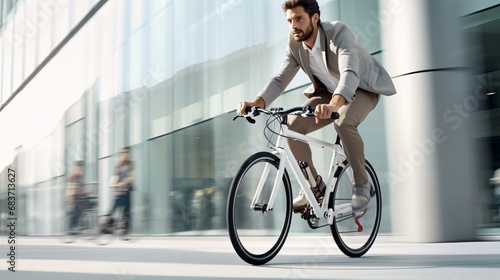 a woman riding a bicycle photo