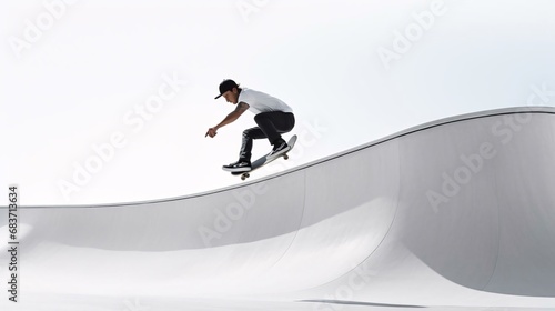 a man riding a skateboard on a ramp